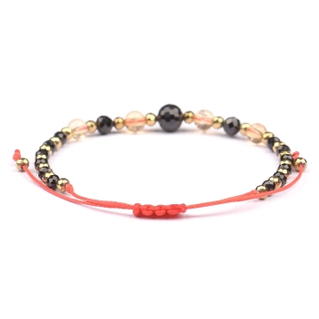 Bransoletka celebrytka czarny TURMALIN CYTRYN HEMATYT ochrona i energia